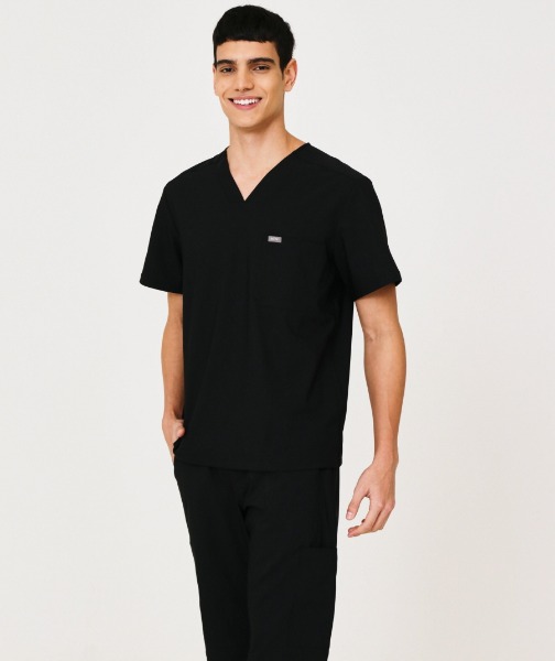 아케소웨어 3포켓상의 블랙 병원복 수술복 의사유니폼
